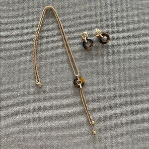 Gold and tortoise shell colored Necklace and Earring Set